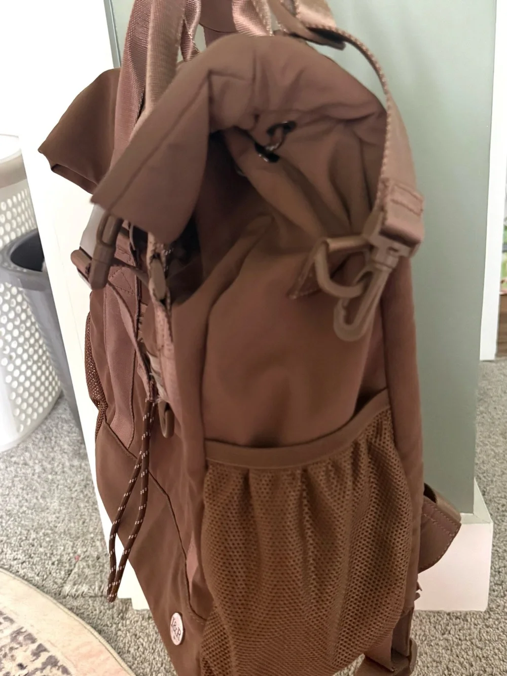 Iris & Rainbow Brown Roll-Top Baby Bag Backpack